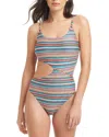 Red Carter Striped Side Cutout One Piece Swimsuit In Passion Fruit Multi