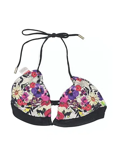 Pre-owned Red Carter Swimsuit Top Black Floral Pattern Swimwear