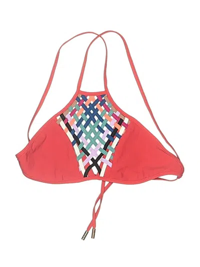 Pre-owned Red Carter Swimsuit Top Red Argyle Pattern Swimwear