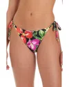 Red Carter Tie Side Bikini Bottom In Multi
