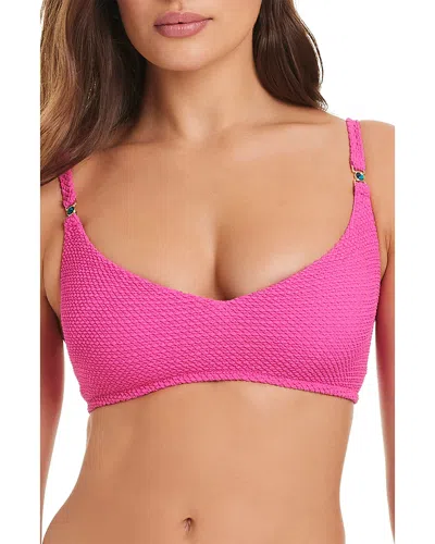 Red Carter V Front Bralette Bikini Top In Pink