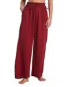 Red Carter Wide Leg Pants Swim Cover Up In Burgundy