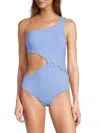 Red Carter Women's Asymmetrical Button One-piece Swimsuit In Blue