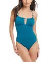 Red Carter Textured Scoop Neck One Piece Swimsuit In Indigo Dye