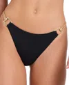 Red Carter Cheeky Braided Strap Bikini Bottoms In Black
