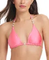Red Carter Women's Classic Beaded Triangle Bikini Top In Ballerina Pink