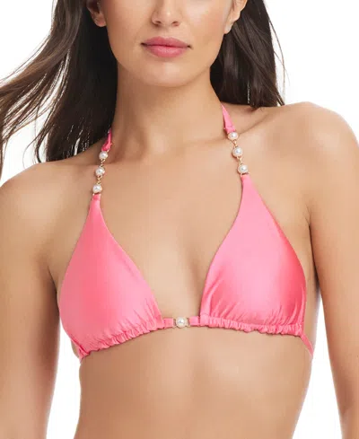 Red Carter Women's Classic Beaded Triangle Bikini Top In Ballerina Pink