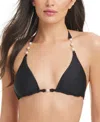 Red Carter Halter Bikini Top In Black