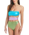 Red Carter Center Stage Bandeau Swimsuit In Multi
