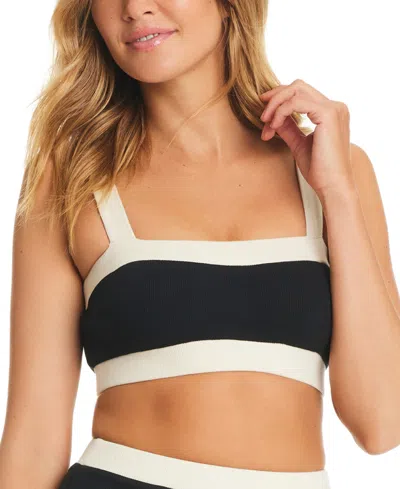 Red Carter Women's Colorblocked Cropped Top Cover-up In Black