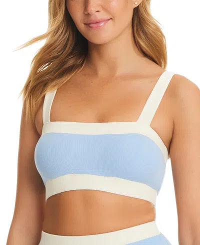 Red Carter Women's Colorblocked Cropped Top Cover-up In Crystal Blue