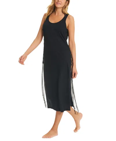 Red Carter Women's Cotton Open-side Cover-up Dress In Black