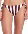 Red Carter Side Tie Bikini Bottom In Burgundy