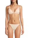 Red Carter Women's Flower Appliqué Triangle Bikini Top In Pink