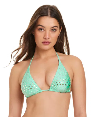 Red Carter Rhinestone Triangle Top In Green