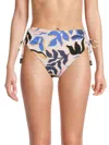 Red Carter Women's Leaf Print High-rise Bikini Bottom In Blue