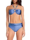 Red Carter Women's O-ring Bandeau Bikini Top In Blue