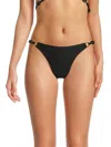 Red Carter Shine Solids Cheeky Fit Swim Bottoms In Black