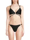 Red Carter Women's O-ring Triangle Bikini Top In Black