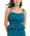 Red Carter Hammered Satin Coverup Cropped Cami In Indigo Dye