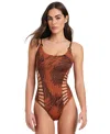 Red Carter Women's Printed Side Cut Out One-piece Swimsuit In Salted Caramel Multi