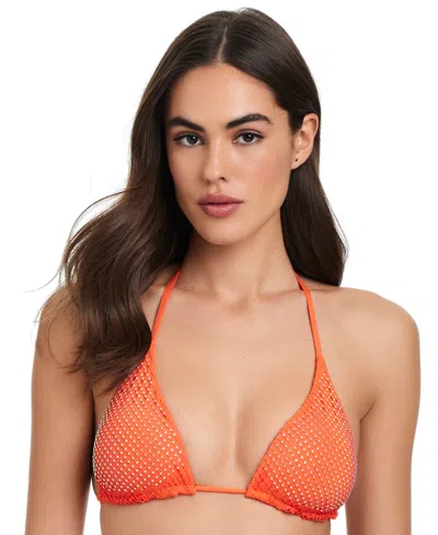 Red Carter Women's Rhinestone-trim Classic Triangle Bikini Top