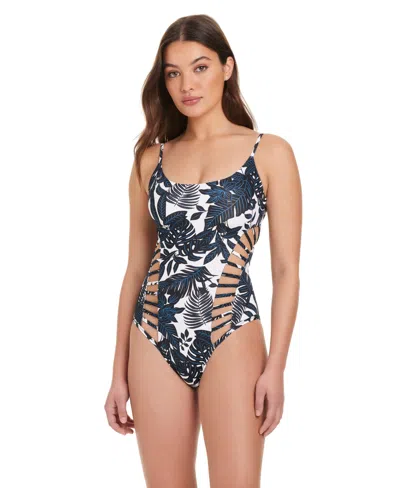 Red Carter Women's Scoop Neck Pull-on One-piece Swimsuit In Multi