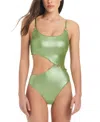 Red Carter Center Stage Asymmetrical Swimsuit In Aloe