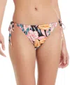 Red Carter Shirred Side Tie Bikini Bottom In Ballerina Pink Multi