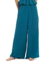 Red Carter Hammered Satin Cover-up Wide Leg Pant In Blue