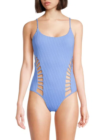 Red Carter Women's Side Cut-out One-piece Swimsuit In Blue