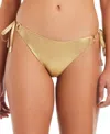 Red Carter Women's Side-tie Hardware Cheeky Bikini Bottoms In Gold