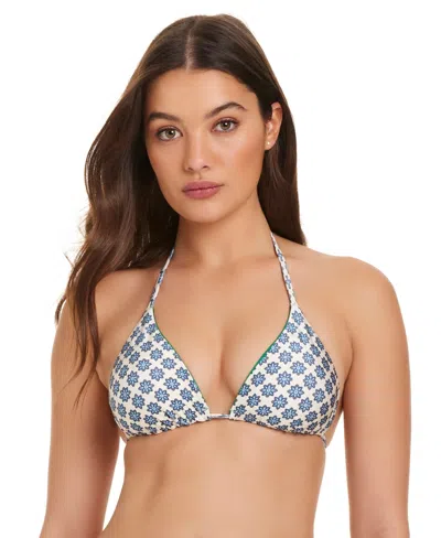 Red Carter Women's Solar Power Triangle Reversible V-neck Printed Bikini Top In Gray