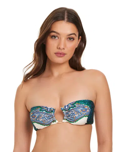 Red Carter U Ring Bandeau Bikini Top In Multi