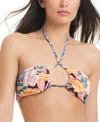 Red Carter Womens Strappy Bikini Top Bikini Bottoms In Ballerina Pink Multi