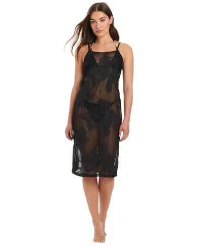 Red Carter Women's Sumatra Island Crochet Floral-print Midi Dress In Black