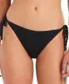 Red Carter Women's Textured Side-tie Bikini Bottom In Black