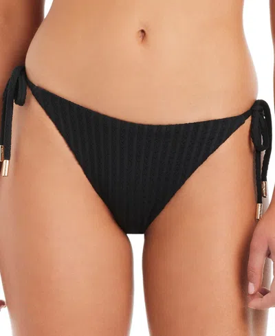 Red Carter Women's Textured Side-tie Bikini Bottom In Black