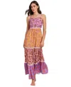 Red Carter Tie Back Maxi Swim Cover-up Dress In Multi