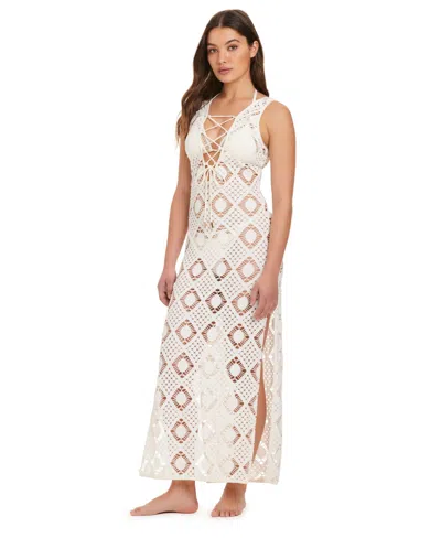 Red Carter Lace Up Cover Up Dress In White