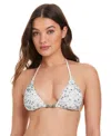 Red Carter Beaded Halter Bikini Top In White