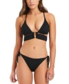 Red Carter Womens Cutout Bikini Top Bottoms In Black