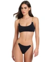 Red Carter Womens Deep Scoop Neck Braid Strap Bikini Top Cheeky Bikini Bottoms In Black