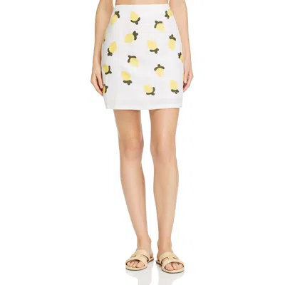 Red Carter Womens Linen Blend Short Mini Skirt In White