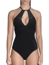 RED CARTER WOMENS MESH CUT-OUT ONE-PIECE SWIMSUIT