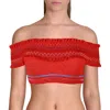 Red Carter Womens Ruffled Off The Shoulder Bikini Swim Top In Multi
