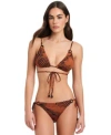 Red Carter Womens Strappy Back Triangle Bikini Top Hipster Bikini Bottoms In Salted Caramel Multi