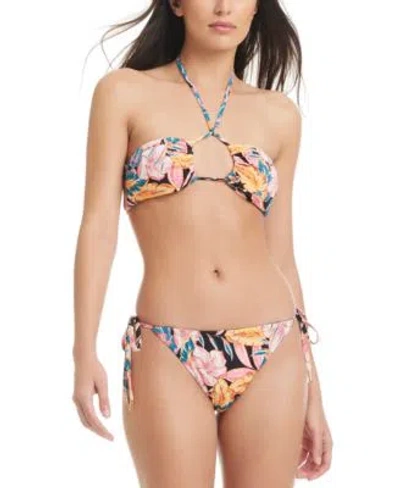 Red Carter Womens Strappy Bikini Top Bikini Bottoms In Ballerina Pink Multi