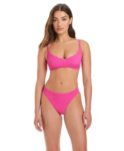 Red Carter Womens Textured Tide V Front Bralette Classic Hipster In Pink