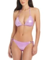 Red Carter Womens Triangle Bikini Top O Ring Side Tie Bottoms In Grace